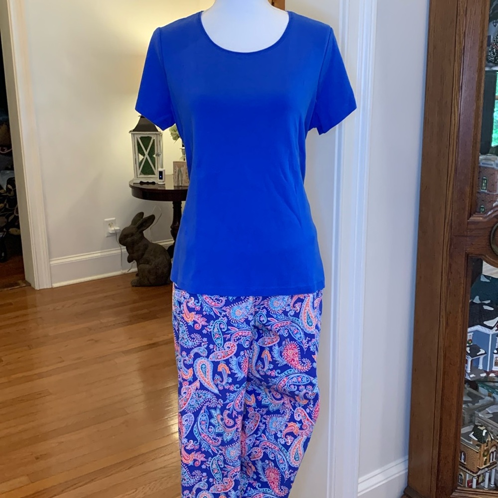 Peck & Peck Blue and Red Cropped Pants